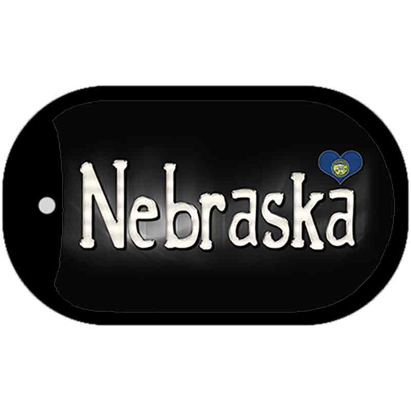 Nebraska Flag Script Novelty Metal Dog Tag Necklace DT-9465