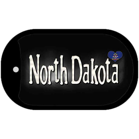 North Dakota Flag Script Novelty Metal Dog Tag Necklace DT-9472