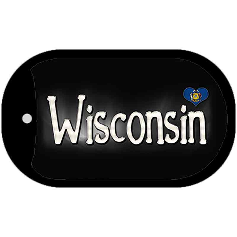 Wisconsin Flag Script Novelty Metal Dog Tag Necklace DT-9487