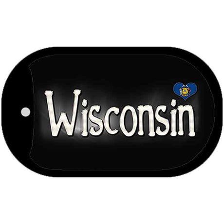 Wisconsin Flag Script Novelty Metal Dog Tag Necklace DT-9487