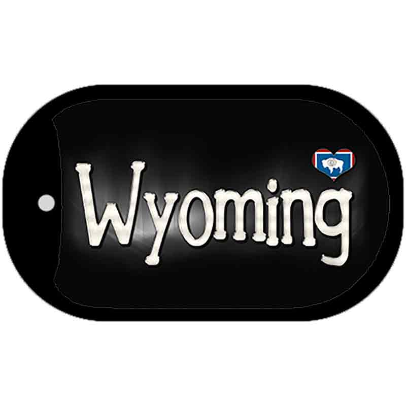 Wyoming Flag Script Novelty Metal Dog Tag Necklace DT-9488