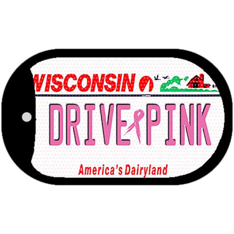 Drive Pink Wisconsin Novelty Metal Dog Tag Necklace DT-9684