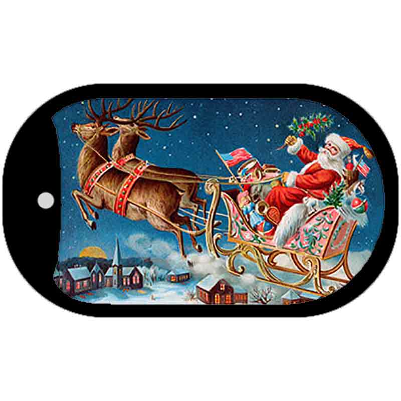 Santa Sleigh Novelty Metal Dog Tag Necklace DT-XMAS-12