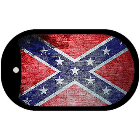 Confederate Flag Scratched Chrome Novelty Metal Dog Tag Necklace