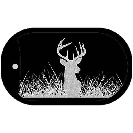 Deer Black Brushed Chrome Novelty Metal Dog Tag Necklace