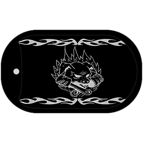 Pig In Flames Black Brushed Chrome Novelty Metal Dog Tag Necklace