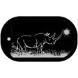 Rhino Black Brushed Chrome Novelty Metal Dog Tag Necklace