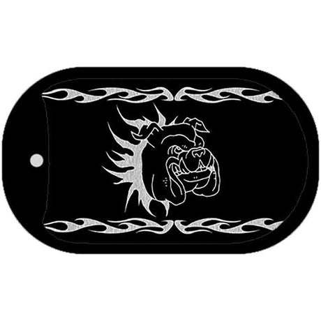 Dog In Flames Black Brushed Chrome Novelty Metal Dog Tag Necklace