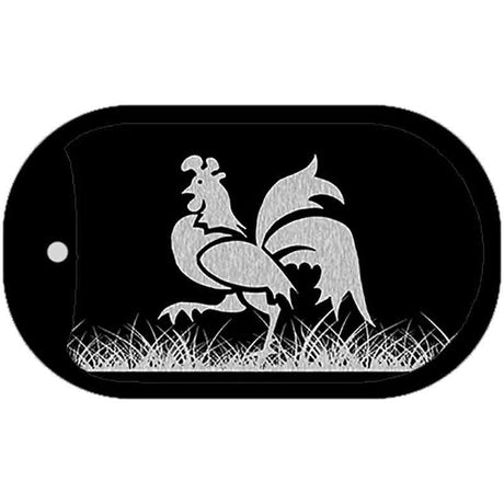 Rooster Black Brushed Chrome Novelty Metal Dog Tag Necklace