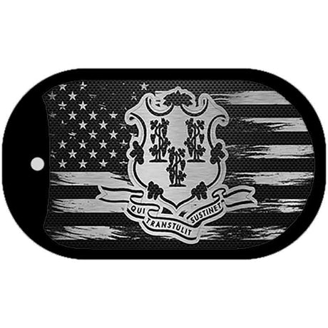 Connecticut Carbon Fiber Brushed Aluminum Novelty Metal Dog Tag Necklace DTC-1099