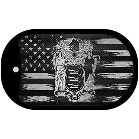 New Jersey Carbon Fiber Brushed Aluminum Novelty Metal Dog Tag Necklace DTC-1122