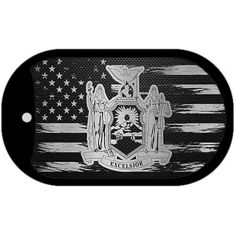 New York Carbon Fiber Brushed Aluminum Novelty Metal Dog Tag Necklace DTC-1124