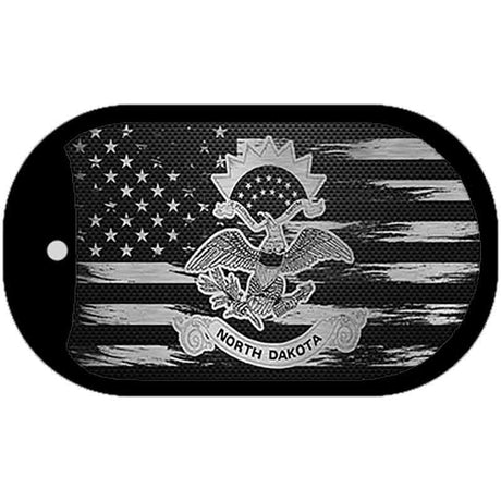 North Dakota Carbon Fiber Brushed Aluminum Novelty Metal Dog Tag Necklace DTC-1126