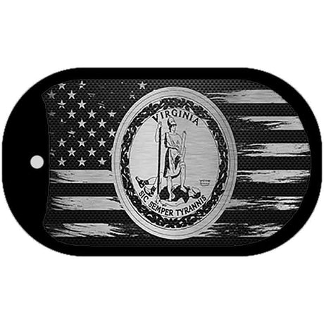 Virginia Carbon Fiber Brushed Aluminum Novelty Metal Dog Tag Necklace DTC-1138