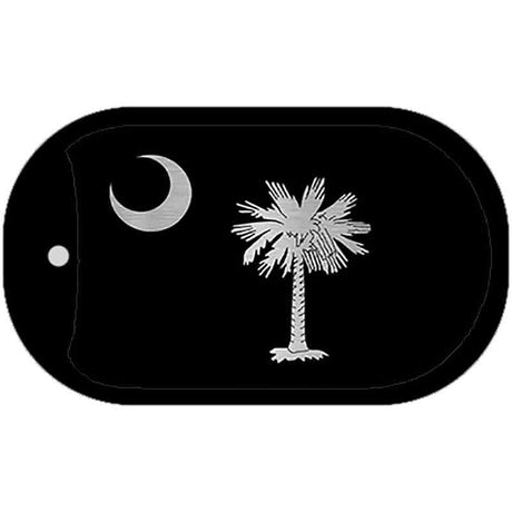 Black South Carolina Flag Novelty Chrome Metal Dog Tag Necklace DTC-1145