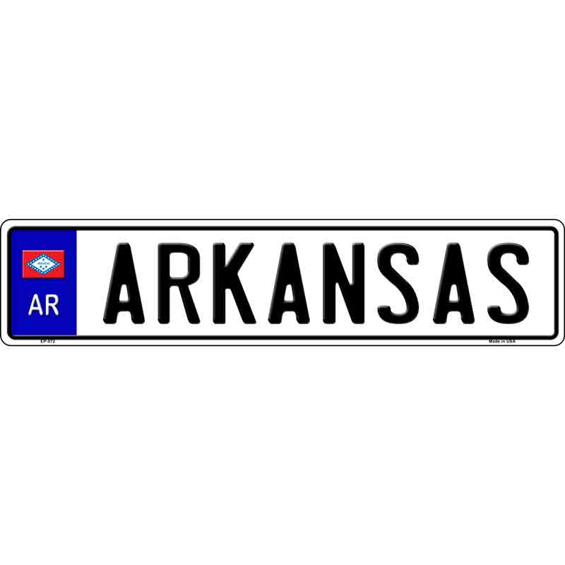 Arkansas Novelty Metal European License Plate Tag EP-072