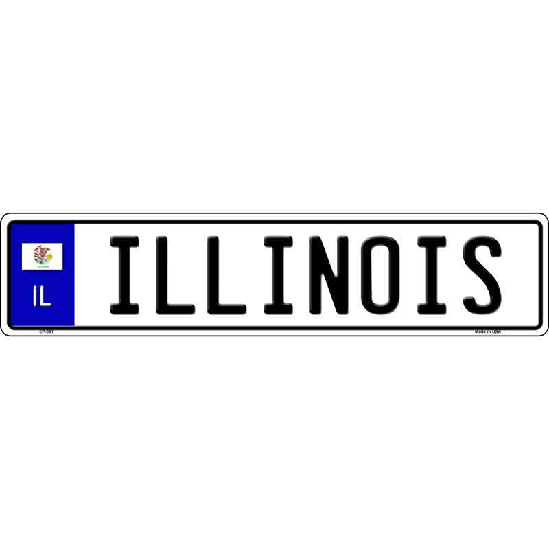 Illinois Novelty Metal European License Plate Tag EP-081