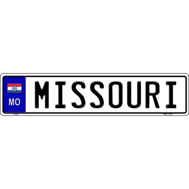 Missouri Novelty Metal European License Plate Tag EP-093