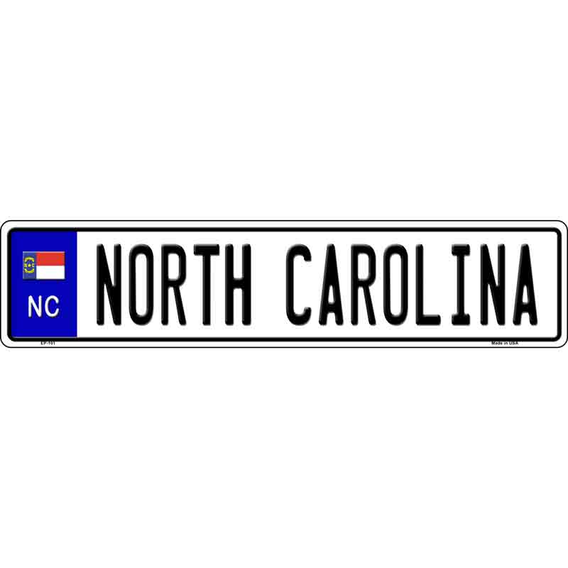 North Carolina Novelty Metal European License Plate Tag EP-101