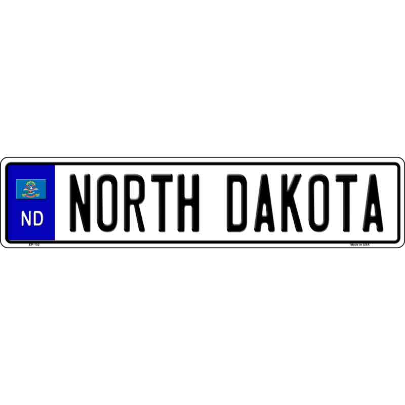 North Dakota Novelty Metal European License Plate Tag EP-102