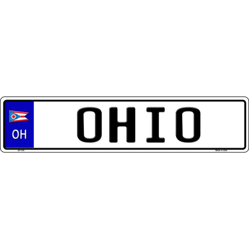 Ohio Novelty Metal European License Plate Tag EP-103