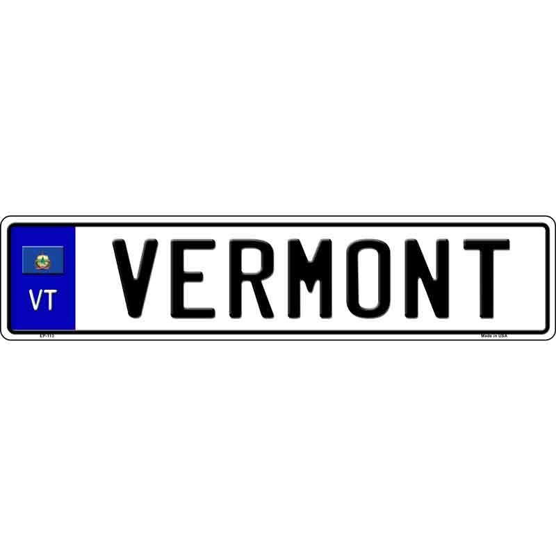 Vermont Novelty Metal European License Plate Tag EP-113