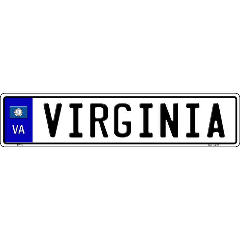 Virginia Novelty Metal European License Plate Tag EP-114