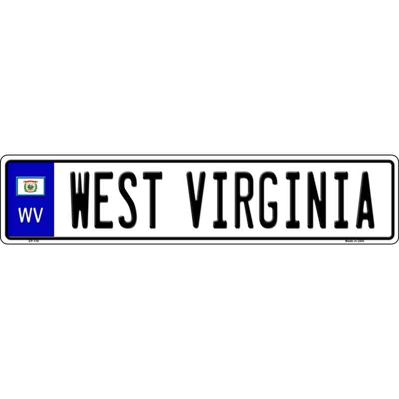 West Virginia Novelty Metal European License Plate Tag EP-116