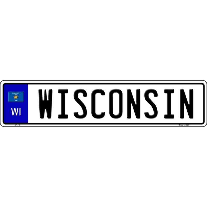 Wisconsin Novelty Metal European License Plate Tag EP-117