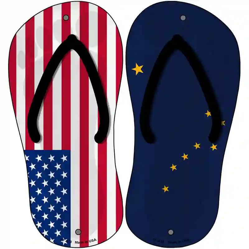 USA|Alaska Flag Novelty Metal Flip Flops (Set of 2)