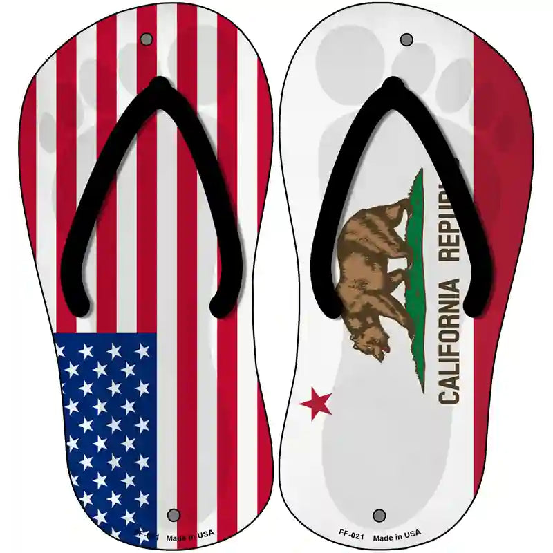 USA|California Flag Novelty Metal Flip Flops (Set of 2)