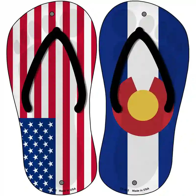 USA|Colorado Flag Novelty Metal Flip Flops (Set of 2)