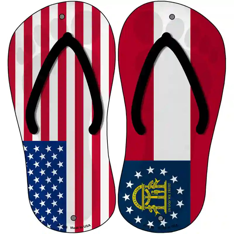 USA|Georgia Flag Novelty Metal Flip Flops (Set of 2)