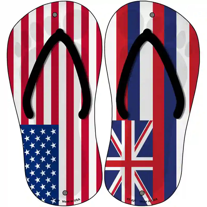 USA|Hawaii Flag Novelty Metal Flip Flops (Set of 2)