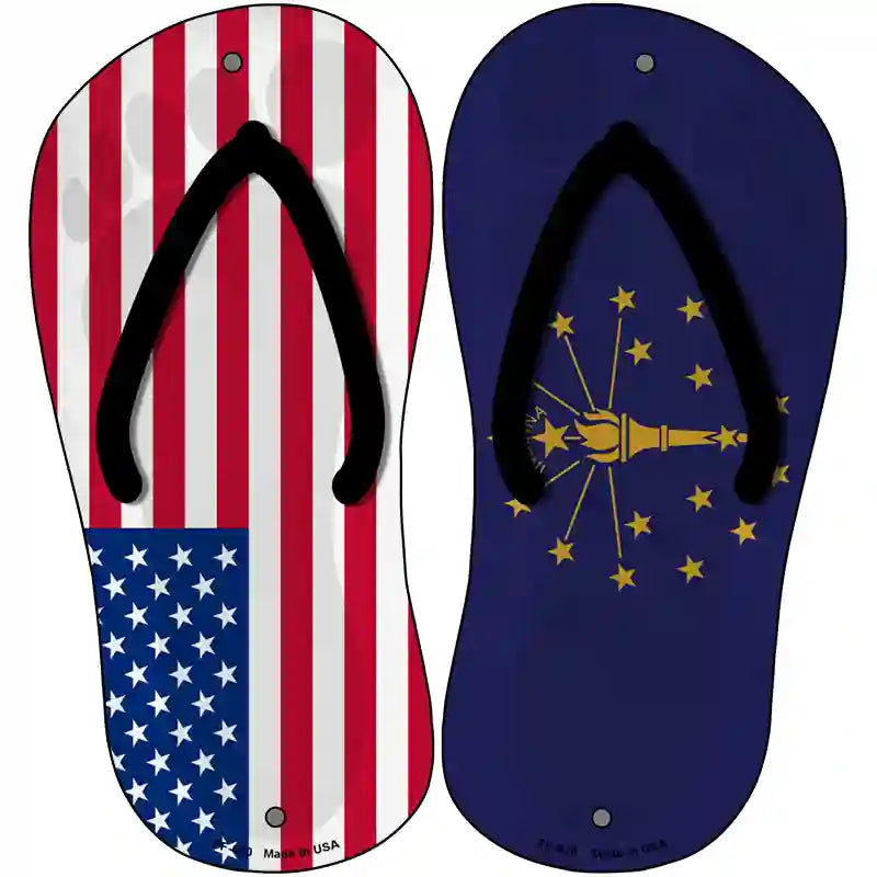 USA|Indiana Flag Novelty Metal Flip Flops (Set of 2)