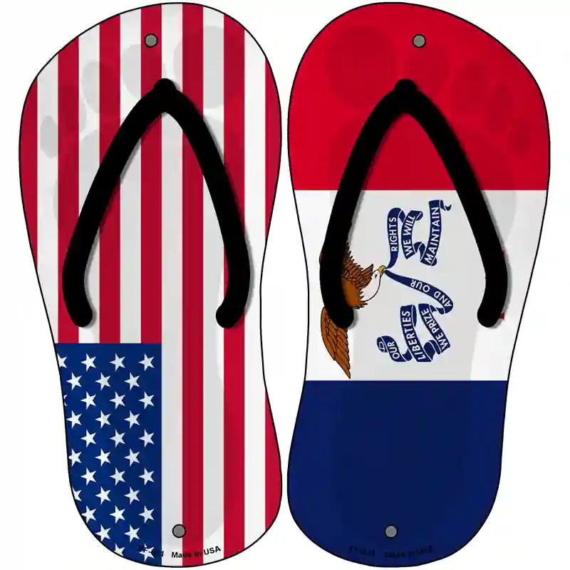 USA|Iowa Flag Novelty Metal Flip Flops (Set of 2)