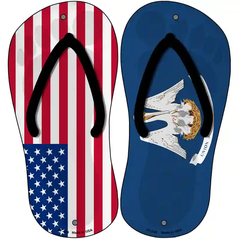 USA|Louisiana Flag Novelty Metal Flip Flops (Set of 2)