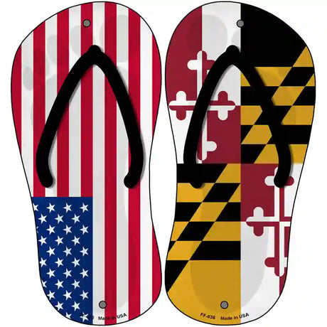 USA|Maryland Flag Novelty Metal Flip Flops (Set of 2)