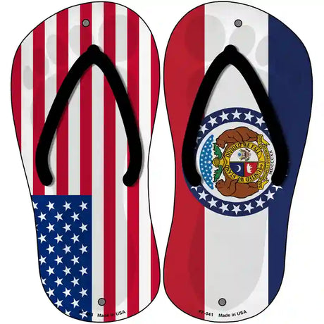 USA|Missouri Flag Novelty Metal Flip Flops (Set of 2)