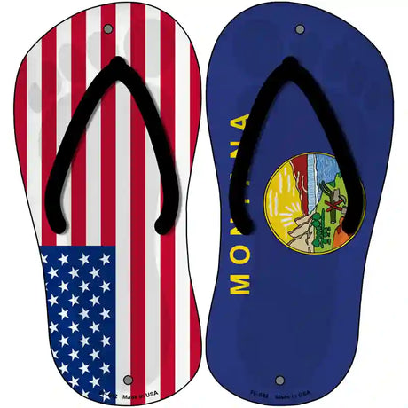 USA|Montana Flag Novelty Metal Flip Flops (Set of 2)