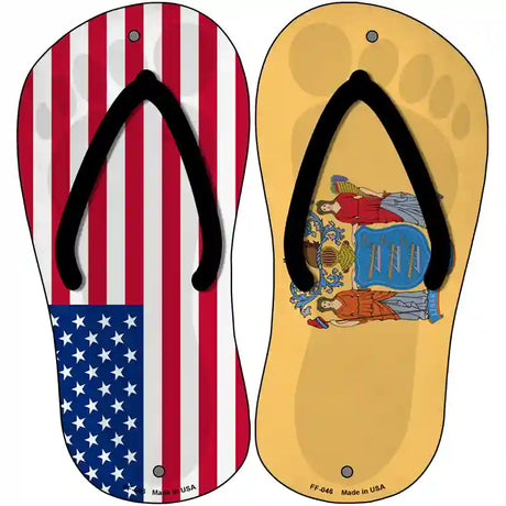 USA|New Jersey Flag Novelty Metal Flip Flops (Set of 2)