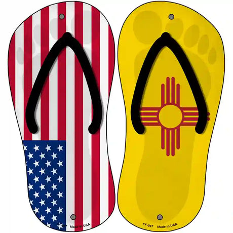 USA|New Mexico Flag Novelty Metal Flip Flops (Set of 2)