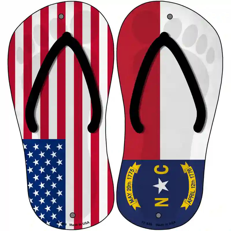 USA|North Carolina Flag Novelty Metal Flip Flops (Set of 2)