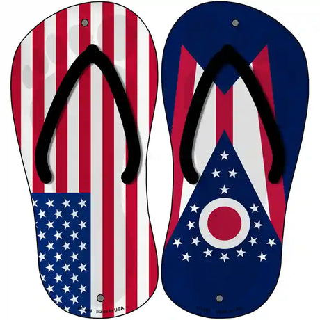 USA|Ohio Flag Novelty Metal Flip Flops (Set of 2)