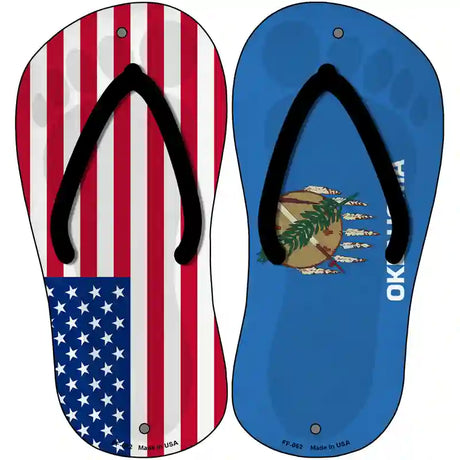 USA|Oklahoma Flag Novelty Metal Flip Flops (Set of 2)