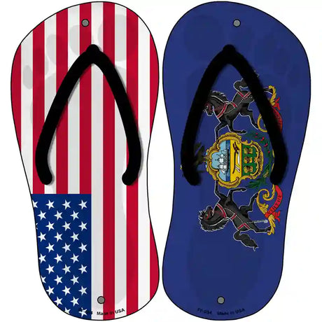 USA|Pennsylvania Flag Novelty Metal Flip Flops (Set of 2)