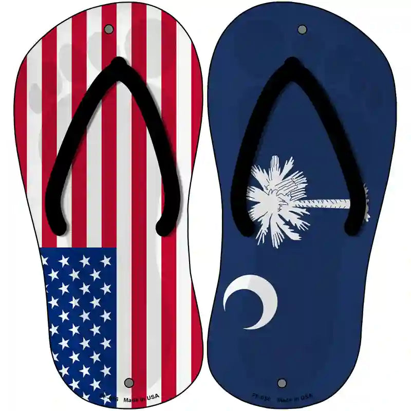 USA|South Carolina Flag Novelty Metal Flip Flops (Set of 2)