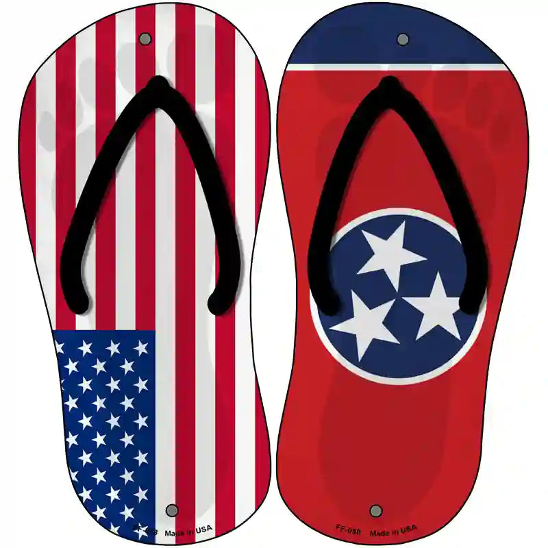 USA|Tennessee Flag Novelty Metal Flip Flops (Set of 2)