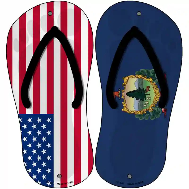 USA|Vermont Flag Novelty Metal Flip Flops (Set of 2)