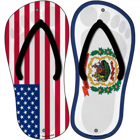 USA|West Virginia Flag Novelty Metal Flip Flops (Set of 2)